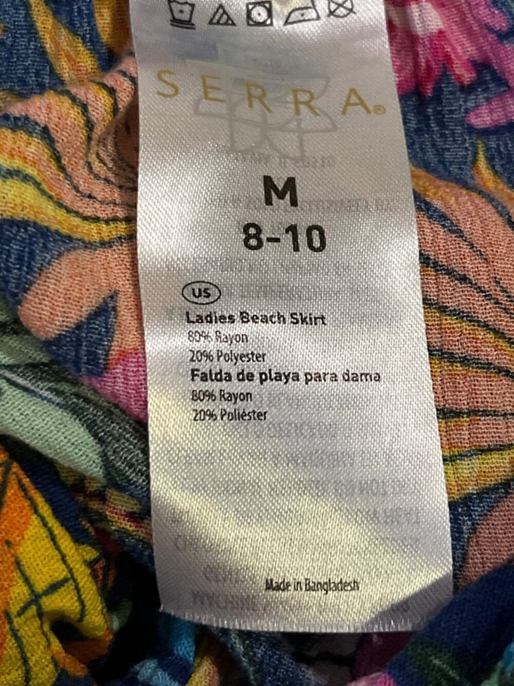 Serra Women’s M Tropical Floral Swim Cover-Up Skirt Twist Front Used Pull-On - Picture 6 of 11
